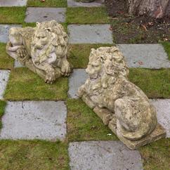 A Pair of Recumbent Limestone Lions