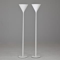 A Pair of White Floor Lamps by Walter-Von-Nessen