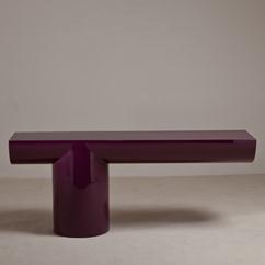 A Purple Lacquered Cantilevered Console Table 1970s