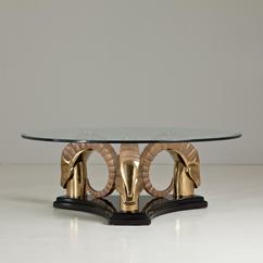 A Rare Drexel Designed Brass Ramshead Coffee Table 1970s