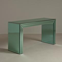 A Rare Green Tinted Mirrored Console Table 1970s