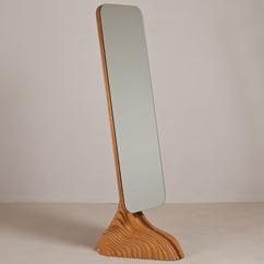 A Rare Machine Age Laminated Wood Framed Cheval Mirror 1930s