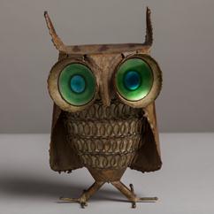 A Rare Metal Sculpture of an Owl by Curtis Jere USA 1969