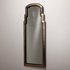 A Rectangular Etched Glass and Bronze Framed Mirror 1960s