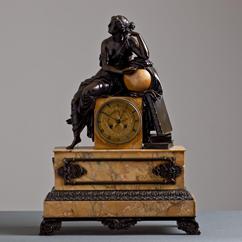 A Sienna Marble Overmantle Clock circa 1830 