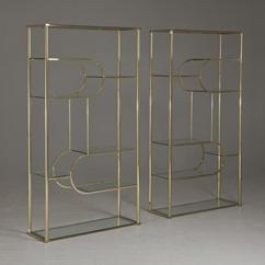 A Single Brass Plated Etagere with Glass Shelving 1970s