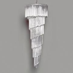 A Spiral Glass Chandelier on Nickel Plated Frame 1970s