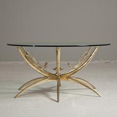 A Superb Italian Bronze Coffee Table with Lotus Leaf Detail 1950s