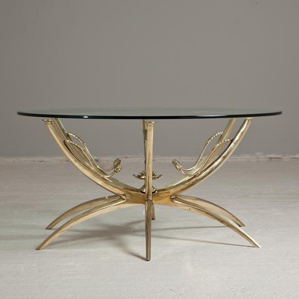 A Superb Italian Bronze Coffee Table with Lotus Leaf Detail 1950s