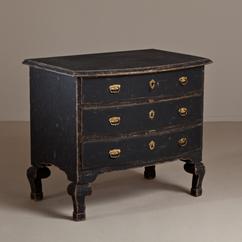 A Swedish Baroque Commode Painted Black circa 1760
