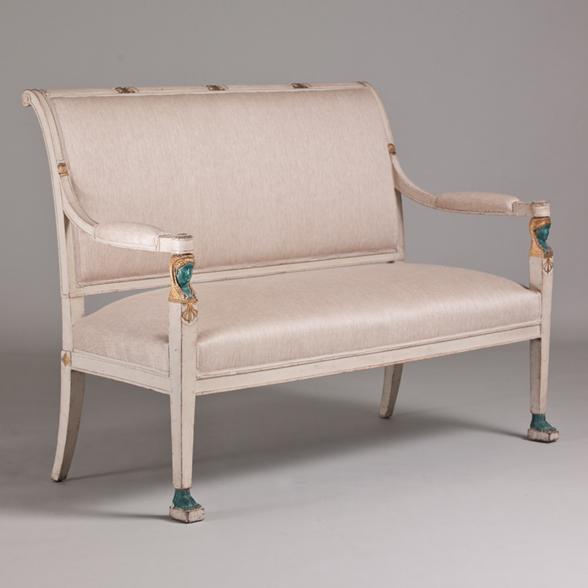 A Swedish Empire Sofa in a Fawn Linen circa 1800
