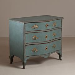 A Swedish Rococo Commode Painted Blue 1768-1790