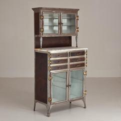 A Tall French Steel Cabinet with Heavy Bronze Hinges 1940s