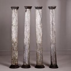 A set of Four 19th Century Hardwood Fluted Columns