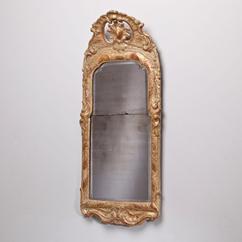 An 18th Century Swedish Giltwood Mirror of Rococo Period