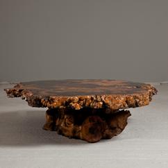 An Amber Inlaid Root Coffee Table with Original Stamp 1960s