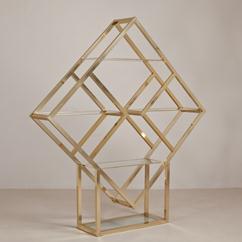 An Anodised Brass Framed Diamond Shaped Etagere 1970s
