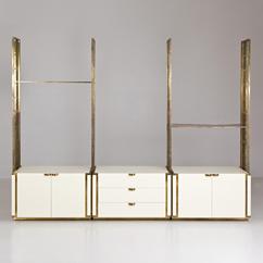 An Italian Cream Lacquered and Gilt Bronze Framed Etagere