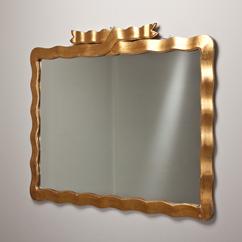 An Italian Rectangular Gilt Framed Mirror with Ribbon Detail 1950s