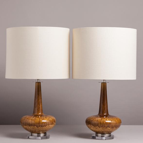 Talisman An Unusual Pair of Dripglaze Ceramic Table Lamps 1960/