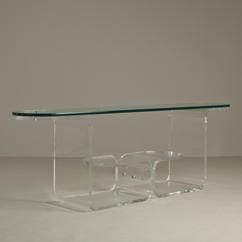 An Unusual Two Tiered Lucite Console Table 1980s