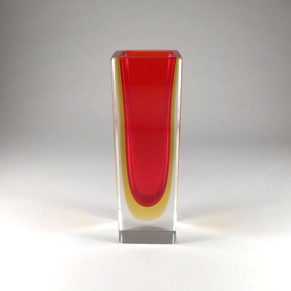 Talisman A Medium Murano Sommerso Oblong Red And Yellow Glass Vase