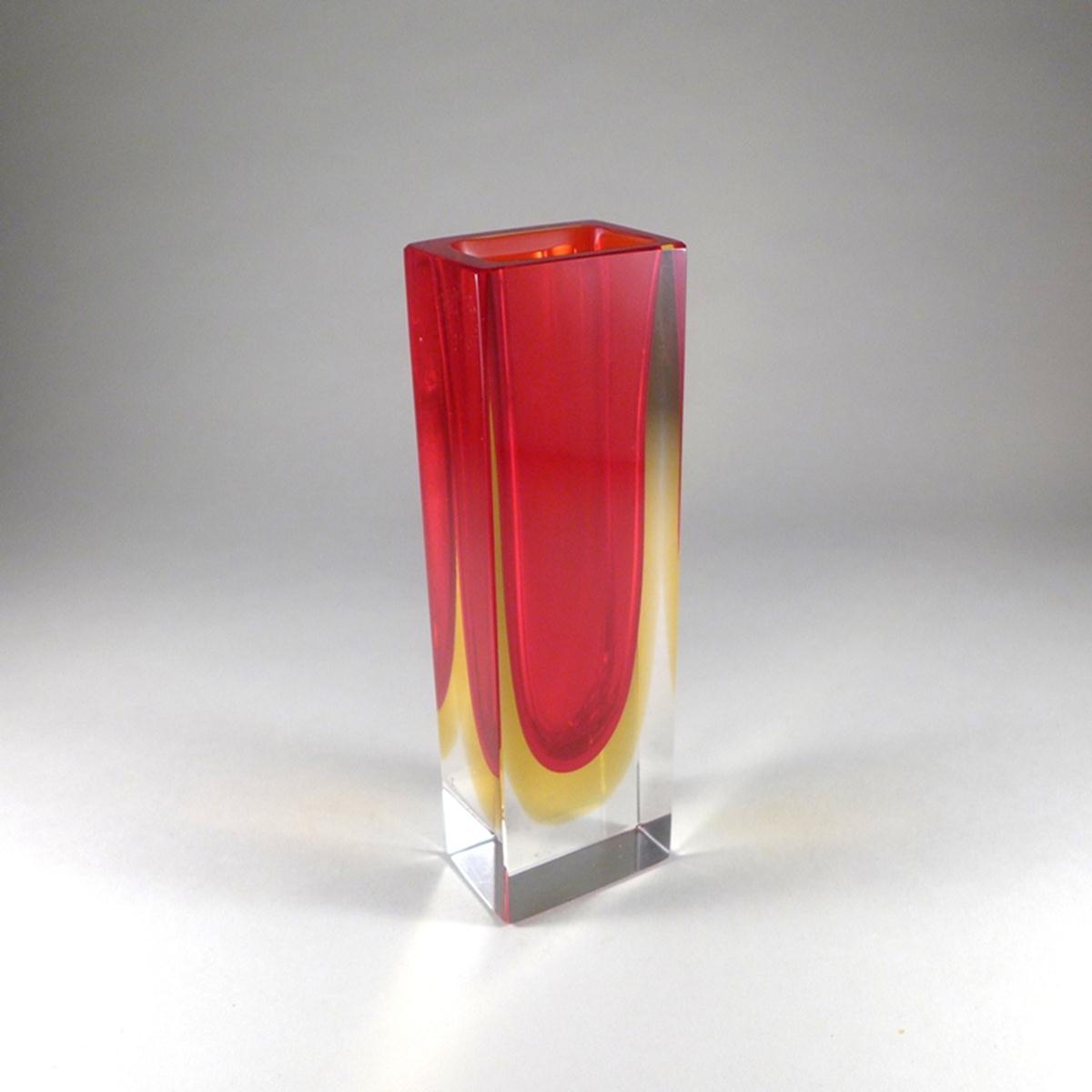 Talisman A Medium Murano Sommerso Oblong Red And Yellow Glass Vase