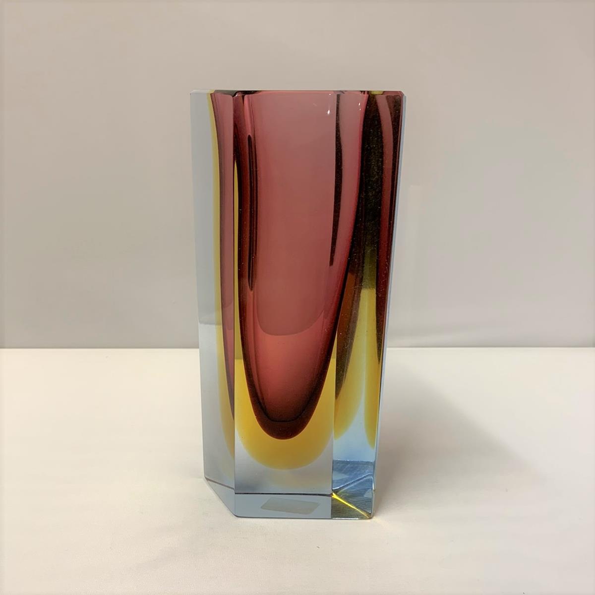 Talisman A Rare Angled Murano Sommerso Glass Vase