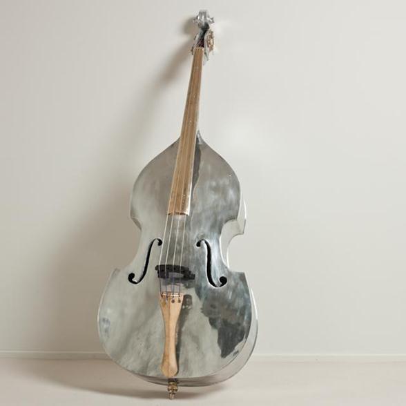 Talisman An Aluminium Double Bass Sculpture by Christian Maas for